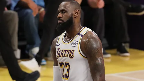 Los Angeles Lakers forward LeBron James (23) looks upset during the Los Angeles Lakers game versus the Toronto Raptors on November 10, 2024, at Crypto.com Arena in Los Angeles, CA.