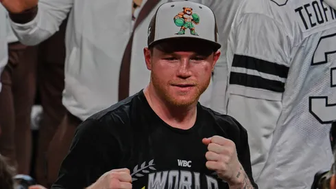 Saul Canelo Alvarez of Mexico during the Fight for the undisputed for the WBC, WBO and WBA super middleweight world titles against Edgar Berlanga of USA, at T-Mobile Arena, on September 14, 2024.