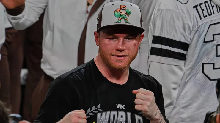 Saul Canelo Alvarez of Mexico during the Fight for the undisputed for the WBC, WBO and WBA super middleweight world titles against Edgar Berlanga of USA, at T-Mobile Arena, on September 14, 2024.