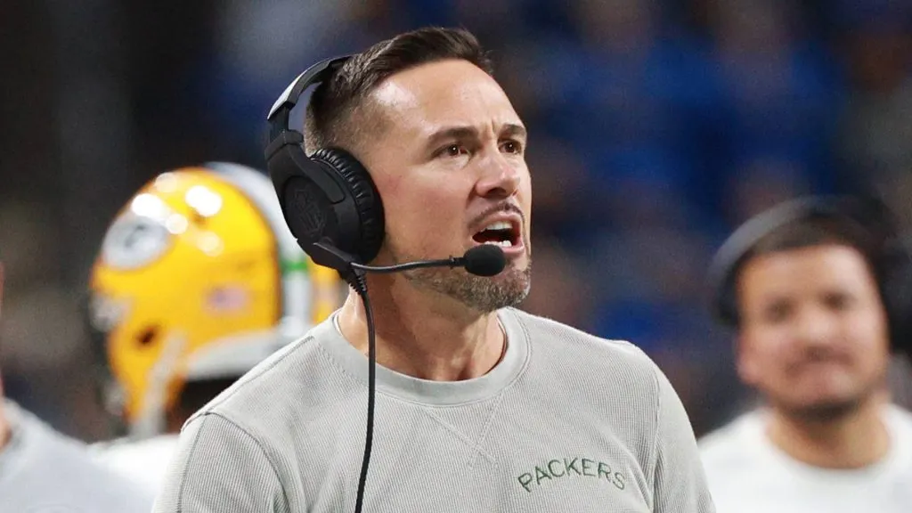 Matt LaFleur reacts to the Lions' winning field goal