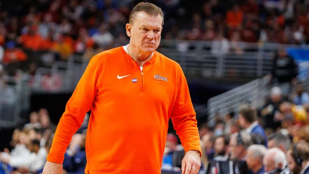 Illinois Fighting Illini head coach Brad Underwood in 1st half action during a 2024 NCAA Division 1 Basketball Championship, Second Round, basketball game between Duquesne Dukes and Illinois Fighting Illini. (Source: IMAGO / Newscom World)