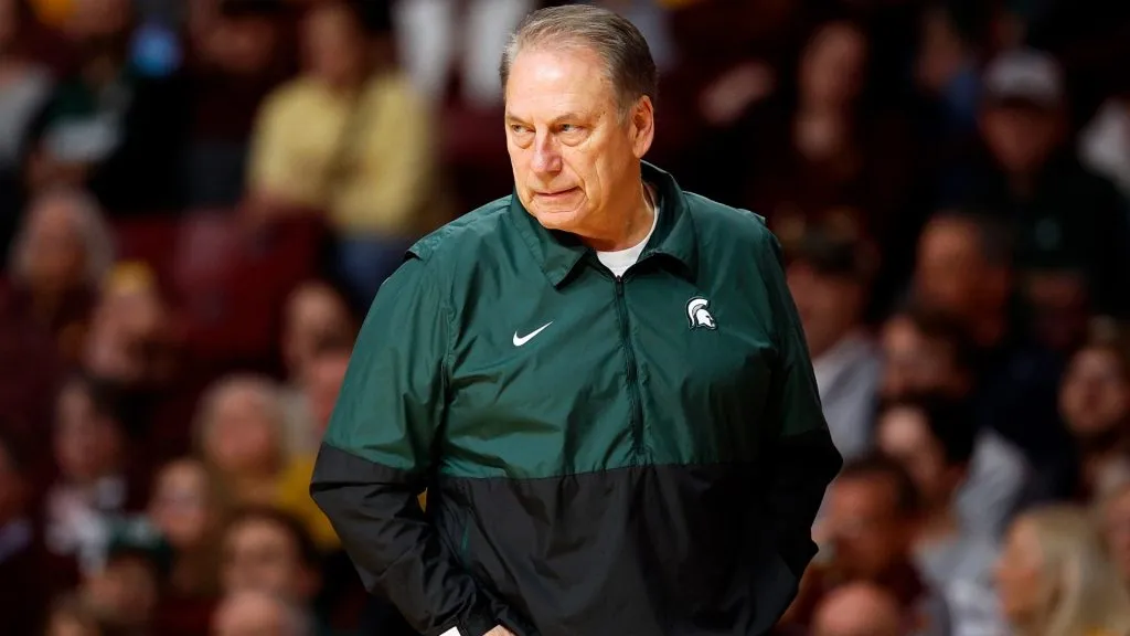 Head coach Tom Izzo of the Michigan State Spartans looks on against the Minnesota Golden Gophers in the first half at Williams Arena on February 06, 2024. (Source: David Berding/Getty Images)