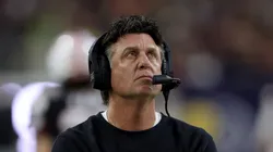 Head coach Mike Gundy of the Oklahoma State Cowboys reacts on the sideline in the second half against the Texas A&M Aggies during the TaxAct Texas Bowl at NRG Stadium on December 27, 2023 in Houston, Texas.