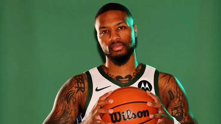 Damian Lillard #0 of the Milwaukee Bucks poses for portraits during media day on October 02, 2023.