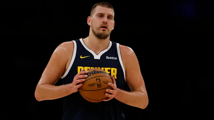 Nikola Jokic #15 of the Denver Nuggets in the first half at Crypto.com Arena on November 23, 2024.