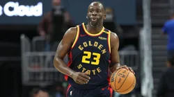Draymond Green #23 of the Golden State Warriors dribbles the ball against the Brooklyn Nets at Chase Center