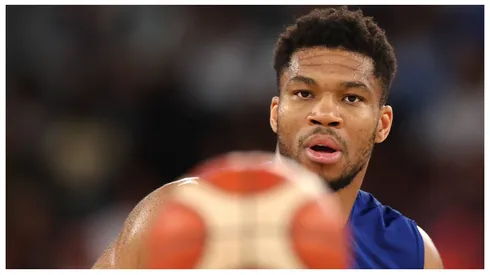 Giannis Antetokkounmpo during the quarterfinal of the Paris Olympic Games.