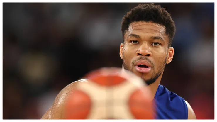 Giannis Antetokkounmpo during the quarterfinal of the Paris Olympic Games.