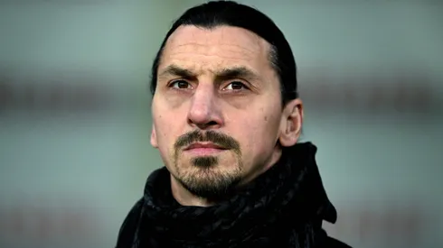 Zlatan Ibrahimovic of AC Milan looks on during the UEFA Champions League quarterfinal first leg match between AC Milan and SSC Napoli.