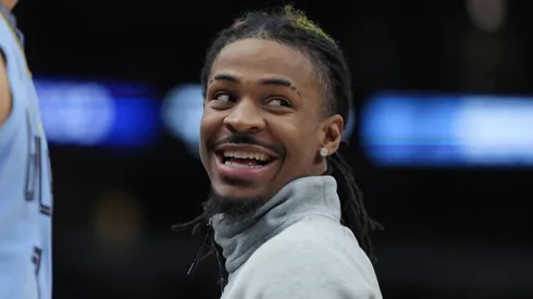 Ja Morant 12 of the Memphis Grizzlies after a game against the Chicago Bulls on November, 23, 2024 at the United Center in Chicago, Illinois.