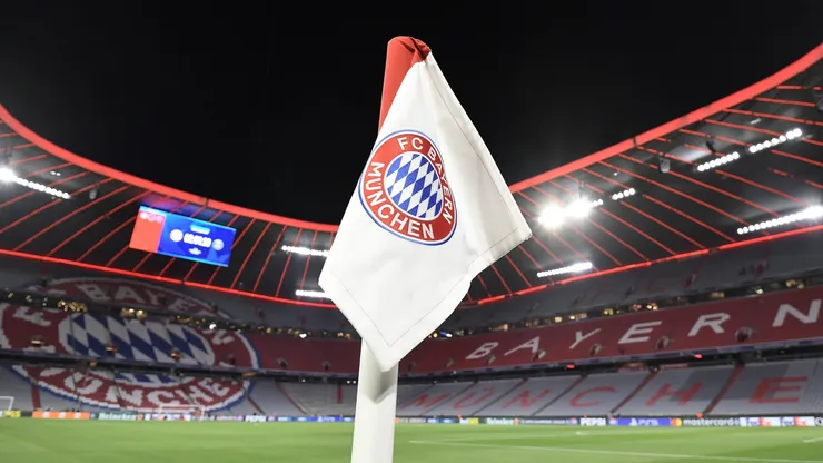A view of Bayern Munich's crest at the Allianz Arena.