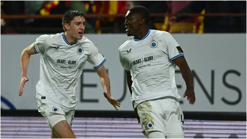 Club Brugge’s Joel Ordonez celebrates with teammate – IMAGO / Belga