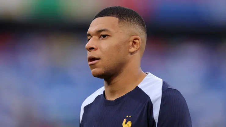 Kylian Mbappe of France looks on ahead of the match vs Spain