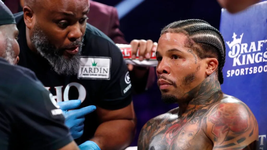 WBA lightweight champion Gervonta Davis listens in his corner between rounds of his title defense against Frank Martin at MGM Grand Garden Arena on June 15, 2024 in Las Vegas, Nevada. Davis retained his title with an eighth-round knockout. (Photo by Steve Marcus/Getty Images)