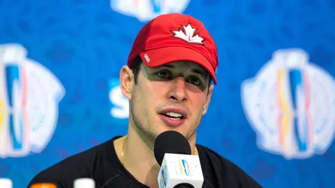 Sidney Crosby of Team Canada offers a press conference during the World Cup of Hockey 2016.