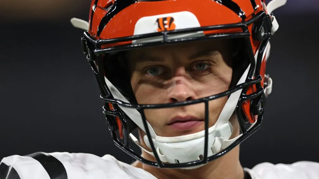 Joe Burrow #9 of the Cincinnati Bengals looks on before the game against the Baltimore Ravens at M&T Bank Stadium on November 07, 2024. (Source: Patrick Smith/Getty Images)