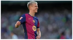 Dani Olmo attacking midfield of Barcelona and Spain during the LaLiga match between Real Betis Balompie and FC Barcelona at Estadio Benito Villamarin on December 7, 2024 in Seville, Spain.