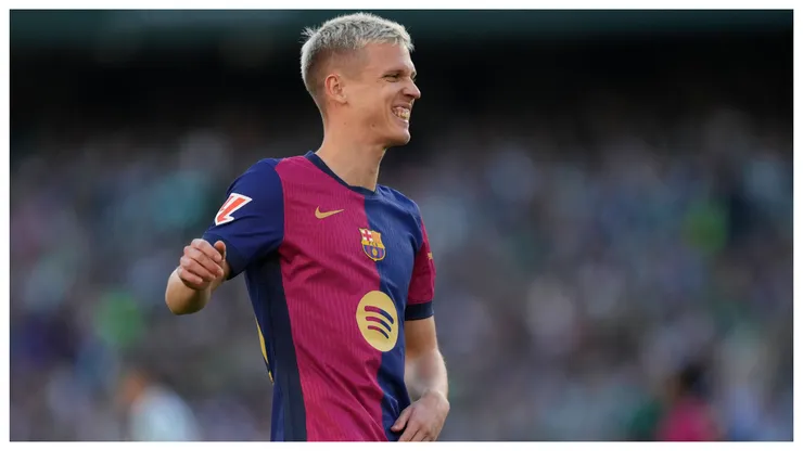 Dani Olmo attacking midfield of Barcelona and Spain during the LaLiga match between Real Betis Balompie and FC Barcelona at Estadio Benito Villamarin on December 7, 2024 in Seville, Spain.