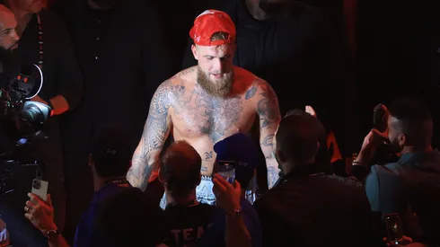 Jake Paul greets fans after his unanimous-decision win during a heavyweight bout against Mike Tyson at AT&T Stadium on November 15, 2024 in Arlington, Texas.
