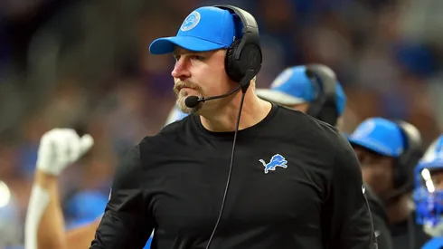Detroit Lions head coach Dan Campbell walks on the sideline during a game between the Detroit Lions and the Green Bay Packers in Detroit, Michigan USA, on Thursday, December 5, 2024.