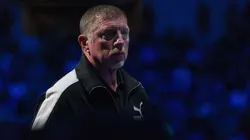 Boris Becker during a game between Novak Djokovic and Holger Rune.