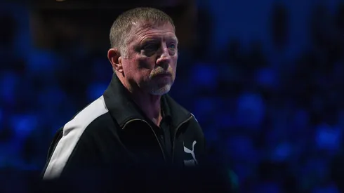 Boris Becker during a game between Novak Djokovic and Holger Rune.