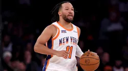 Jalen Brunson #11 of the New York Knicks leads the offense in the second half against the Detroit Pistons at Madison Square Garden on December 07, 2024 in New York City.