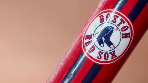 A detail view of the Boston Red Sox logo during the game against the Cincinnati Reds at Great American Ball Park on September 21, 2022 in Cincinnati, Ohio.