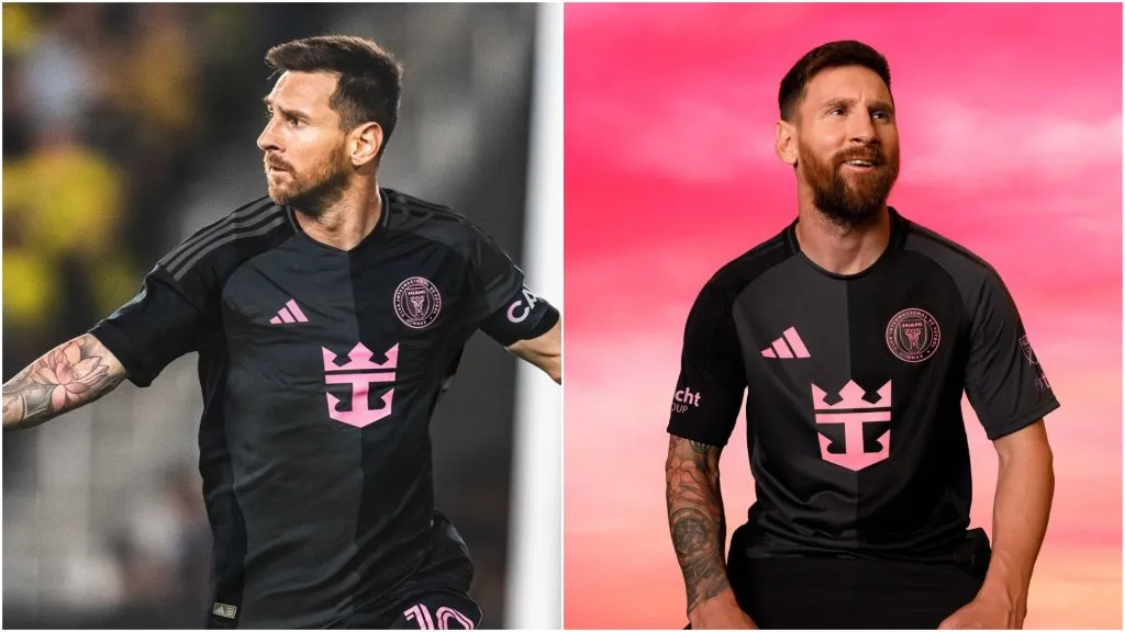 Messi wearing Inter Miami 2025 away kit