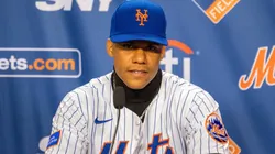 New York Mets Introduce Juan Soto New York Mets outfielder Juan Soto 22 speaks to the media during a press conference.
