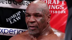 Mike Tyson sits in his corner between rounds against Jake Paul during LIVE On Netflix: Jake Paul vs. Mike Tyson at AT&T Stadium on November 15, 2024 in Arlington, Texas.