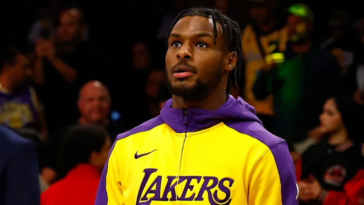 Bronny James #9 of the Los Angeles Lakers at Crypto.com Arena on November 10, 2024 in Los Angeles, California.