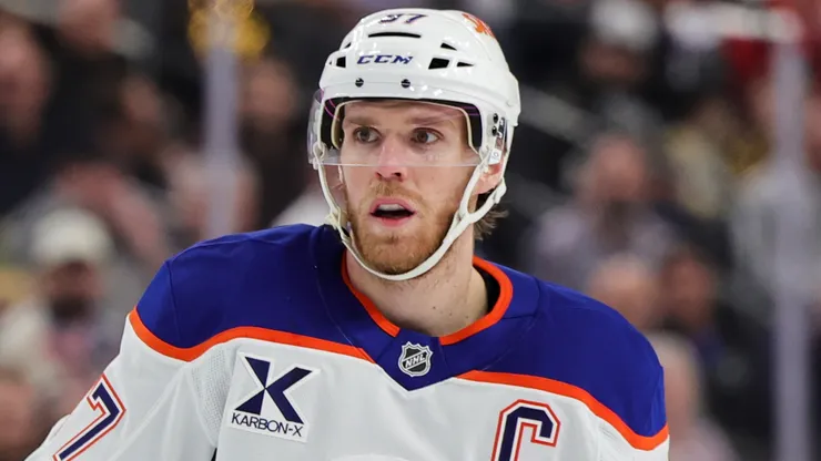 Connor McDavid #97 of the Edmonton Oilers waits for a faceoff in the second period of a game against the Vegas Golden Knights at T-Mobile Arena on December 03, 2024 in Las Vegas, Nevada. The Golden Knights defeated the Oilers 1-0.