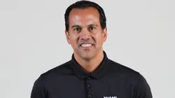 Head coach Erik Spoelstra of the Miami Heat poses for a photo during media day at Kaseya Center on October 2, 2023.
