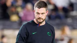 Oregon vs Purdue OCT 18 October 18, 2024: Oregon head coach Dan Lanning during pregame of NCAA football game action between the Oregon Ducks and the Purdue Boilermakers at Ross-Ade Stadium in West Lafayette, Indiana. John Mersits CSM.