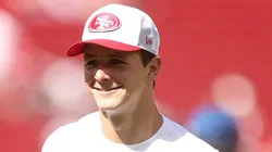 Brock Purdy #13 of the San Francisco 49ers warms up prior to a game against the Arizona Cardinals at Levi's Stadium on October 06, 2024 in Santa Clara, California.