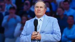 University of North Carolina welcomes Bill Belichick during halftime. NCAA, College League, USA basketball game between La Salle and University of North Carolina at Dean Smith Center, Chapel Hill, North Carolina.