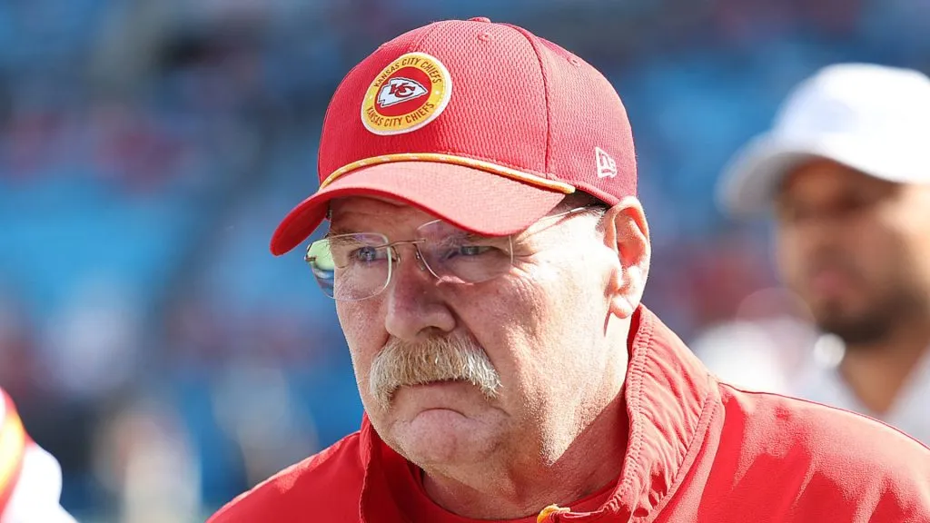 Kansas City Chiefs head coach Andy Reid during an NFL, American Football Herren, USA football game between the Kansas City Chiefs and the Carolina Panthers on November 24, 2024 at Bank of America Stadium in Charlotte, N.C.