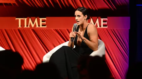 Caitlin Clark speaking during 2024 A Year in TIME's dinner