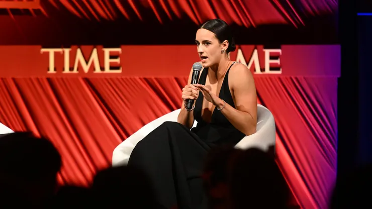 Caitlin Clark speaking during 2024 A Year in TIME's dinner