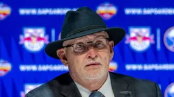 Lindy Ruff Head Coach Head Coach, Buffalo Sabres at the post-game press conference EHC Red Bull Muenchen vs Buffalo Sabres.