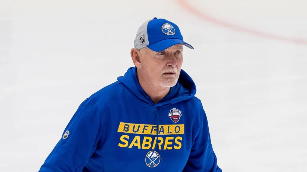Lindy Ruff Head Coach of the Buffalo Sabres during training session before the Grand Opening of the SAP Garden on September 26, 2024.