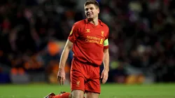 A dejected Steven Gerrard of Liverpool reacts during the UEFA Europa League round of 32 second leg match between Liverpool FC and FC Zenit St Petersburg.
