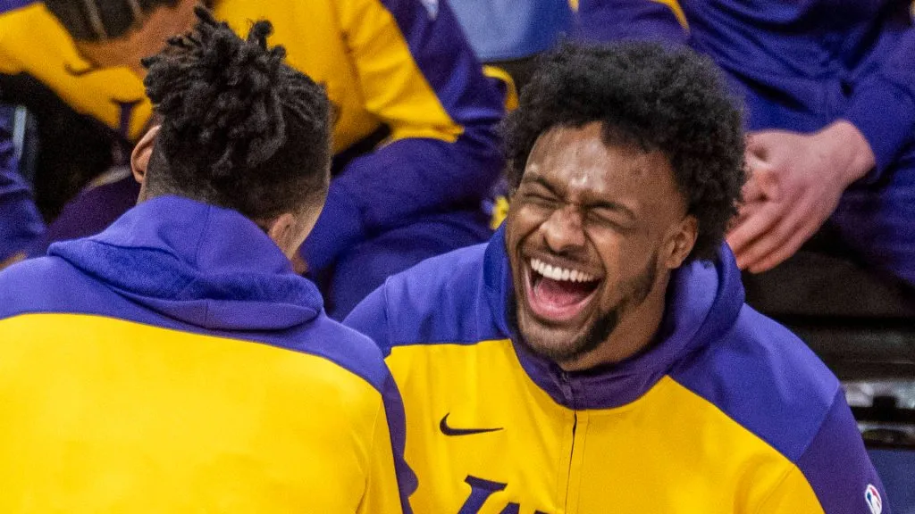 Los Angeles Lakers Bronny James 9 is seen during an NBA, Basketball Herren, USA basketball game against the Portland Trail Blazers