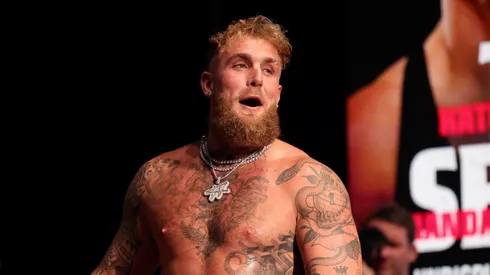 Jake Paul attends the weigh-in for LIVE on Netflix: Jake Paul vs. Mike Tyson