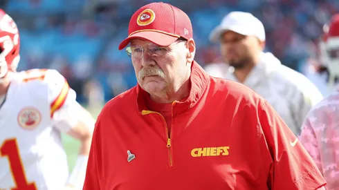 Kansas City Chiefs head coach Andy Reid during an NFL game between the Kansas City Chiefs and the Carolina Panthers on November 24, 2024.