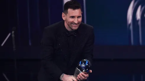 Paris Lionel Messi (Argentina Paris Saint-Germain FC) poses for photos with The Best FIFA Men s Player Trophy during The Best FIFA Football Awards 2022 on February 27, 2023 in Paris, France.