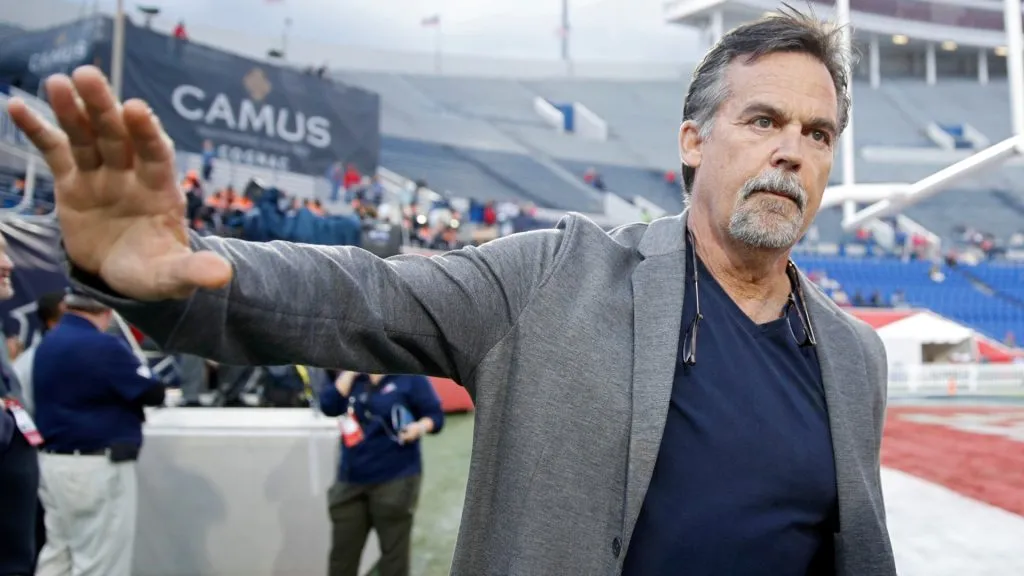 Jeff Fisher is seen before the game between the Memphis Express and Birmingham Iron at Liberty Bowl Memorial Stadium on March 24, 2019. (Source: Joe Robbins/AAF/Getty Images)