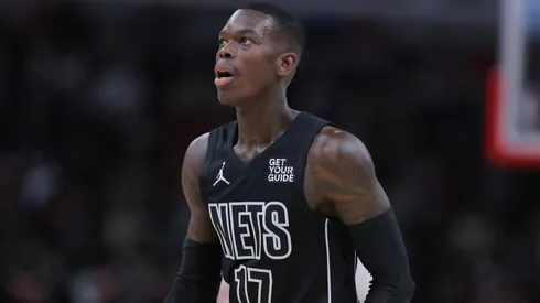 Dennis Schroder 17 of the Brooklyn Nets during the first half against the Chicago Bulls on December 2, 2024 at the United Center in Chicago, Illinois.