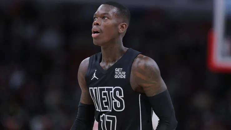 Dennis Schroder 17 of the Brooklyn Nets during the first half against the Chicago Bulls on December 2, 2024 at the United Center in Chicago, Illinois.